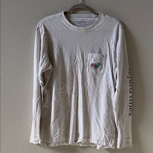 Vineyard Vines Off-White Long Sleeve Tee ski